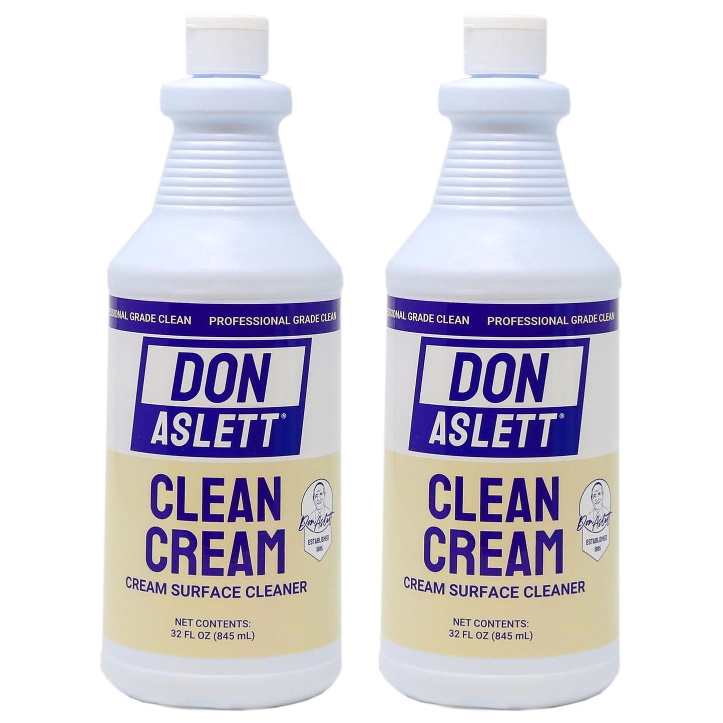Don Aslett Clean Cream (32 Oz Bottle, Pack of 2) Removes Kitchen Build-Up, Bathroom Stains, Soap Scum, Grease | Whitening and Deodorizing Glass