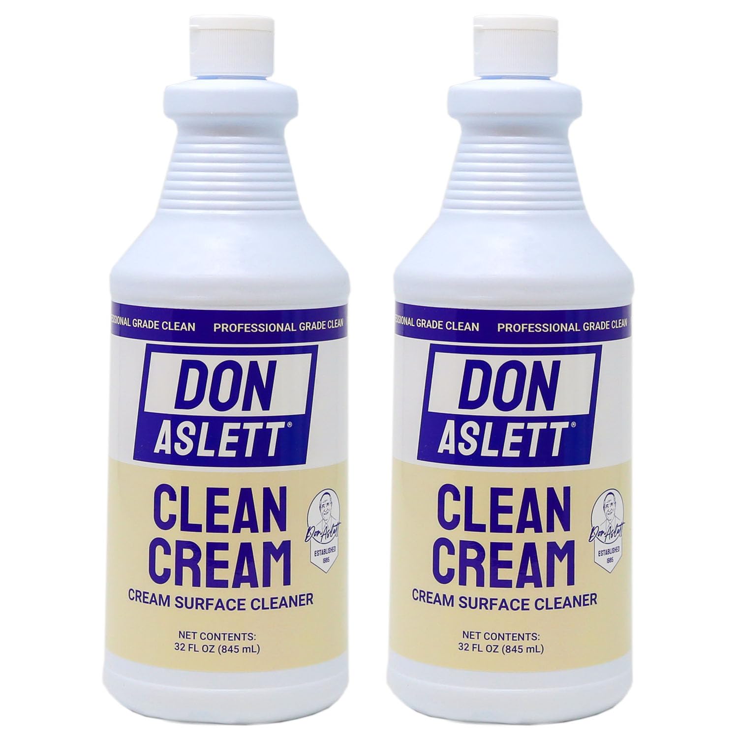 Don Aslett Clean Cream (32 Oz Bottle, Pack of 2) Removes Kitchen Build-Up, Bathroom Stains, Soap Scum, Grease | Whitening and Deodorizing Glass