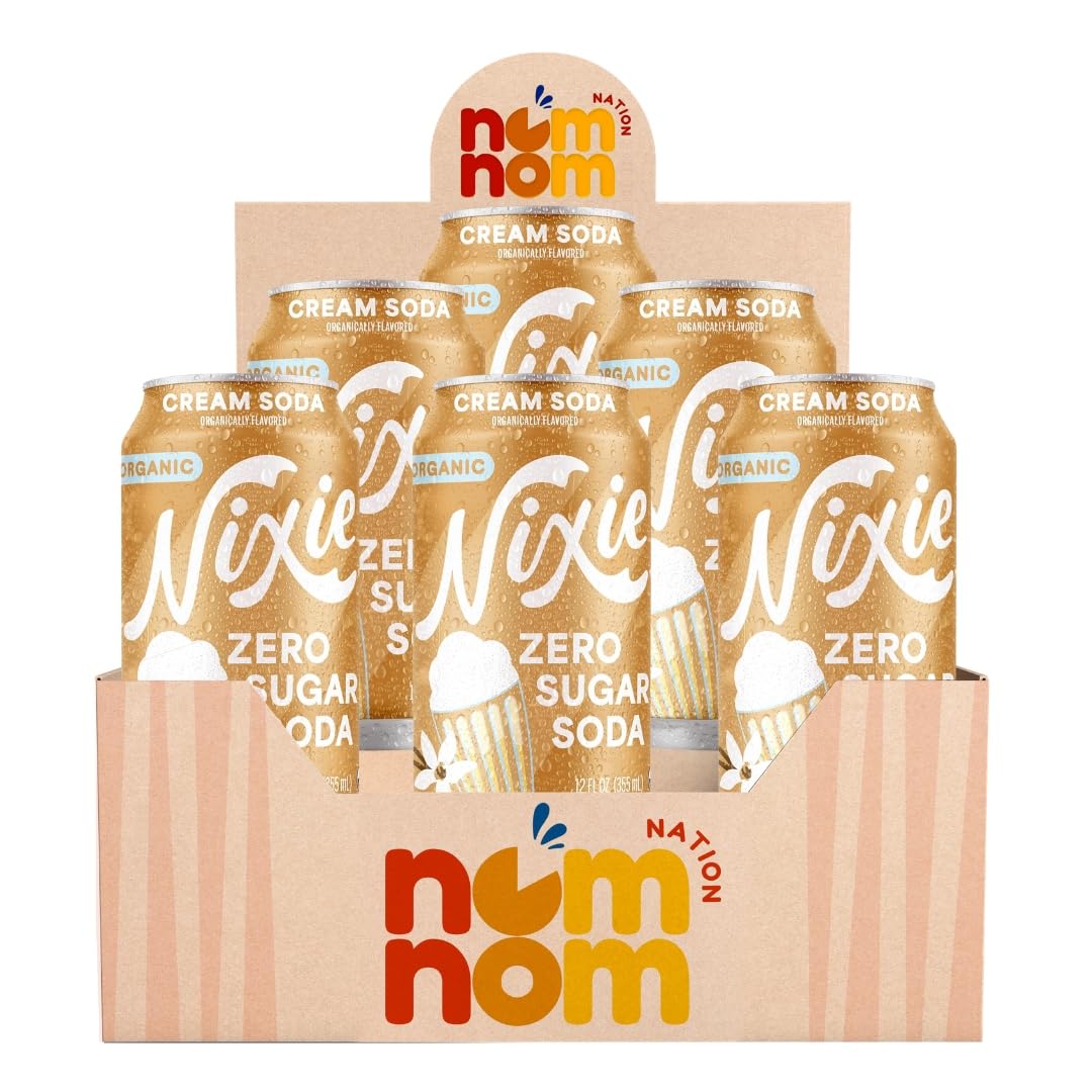 Nixie Soda Zro Sgr Crm Soda Og - 12 fl oz Can Cream - Pack of 6 - Prebiotic Inspired Alternative to Cola Root Beer Ginger Ale and Orange with a Random
