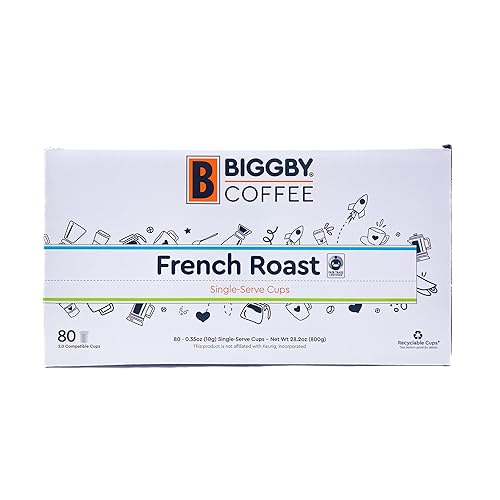 Biggby French Roast, Single Serve Coffee, Recyclable Plastic Cups, 80 Count Box, Dark Roast