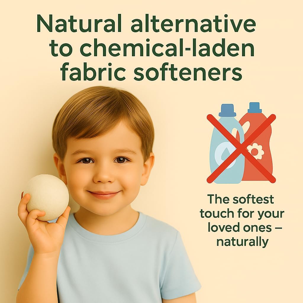 Wool Dryer Balls - 4XL Pack + 2 Essential Oils - 100% Pure New Zealand Wool - Eco-Friendly Fabric Softener