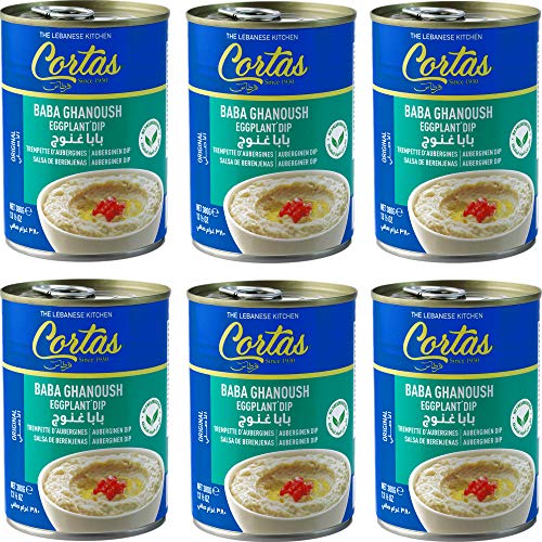 Cortas - Baba Ghanoush Eggplant Dip, 13 1/2 oz (Pack of 6), Ready to Eat