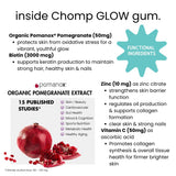 Chomp Gums GLOW Beauty Chewing Gum, Sugar-Free with Pomanox, Biotin, & Zinc, Gluten-Free, Aspartame & Sucralose Free, Pomegranate Flavor (1 Pack)