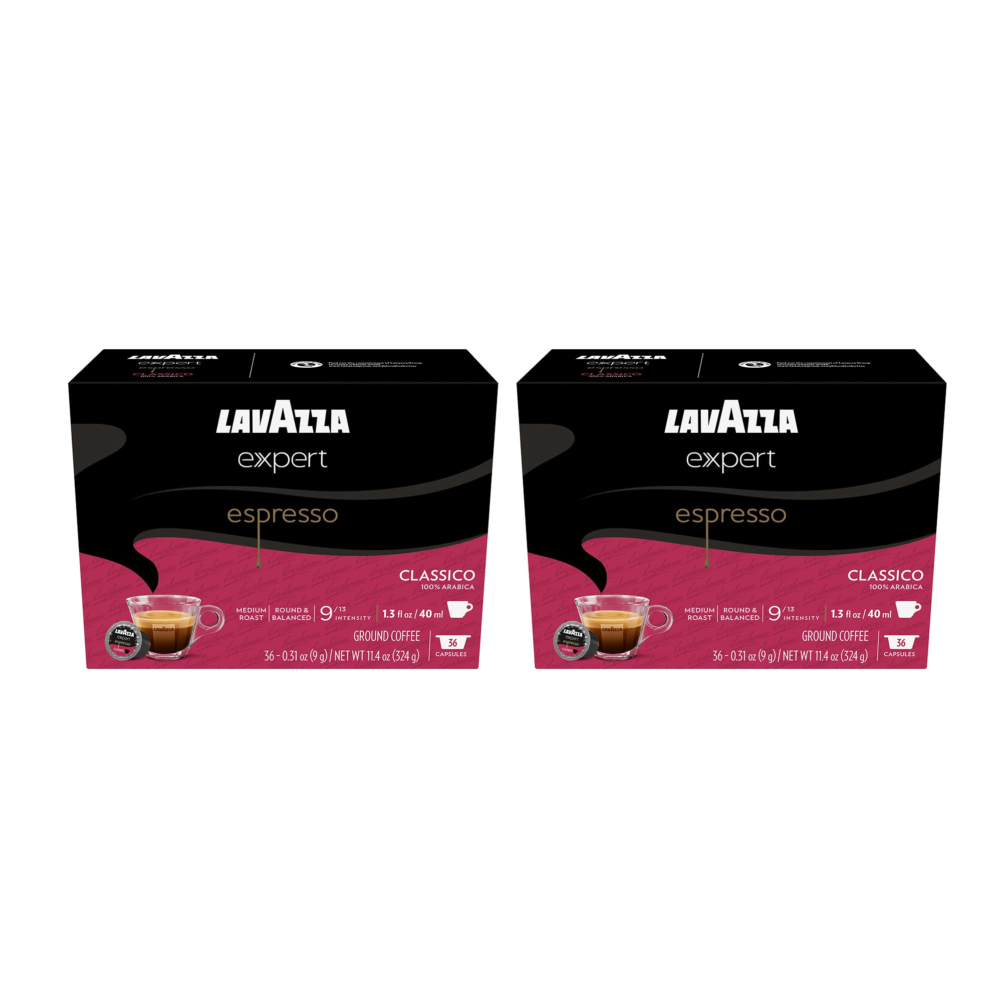 Lavazza Expert Espresso Classico Capsules, Medium Roast, 100% Arabica, Compatible with Lavazza Classy Machines (72 Capsules)