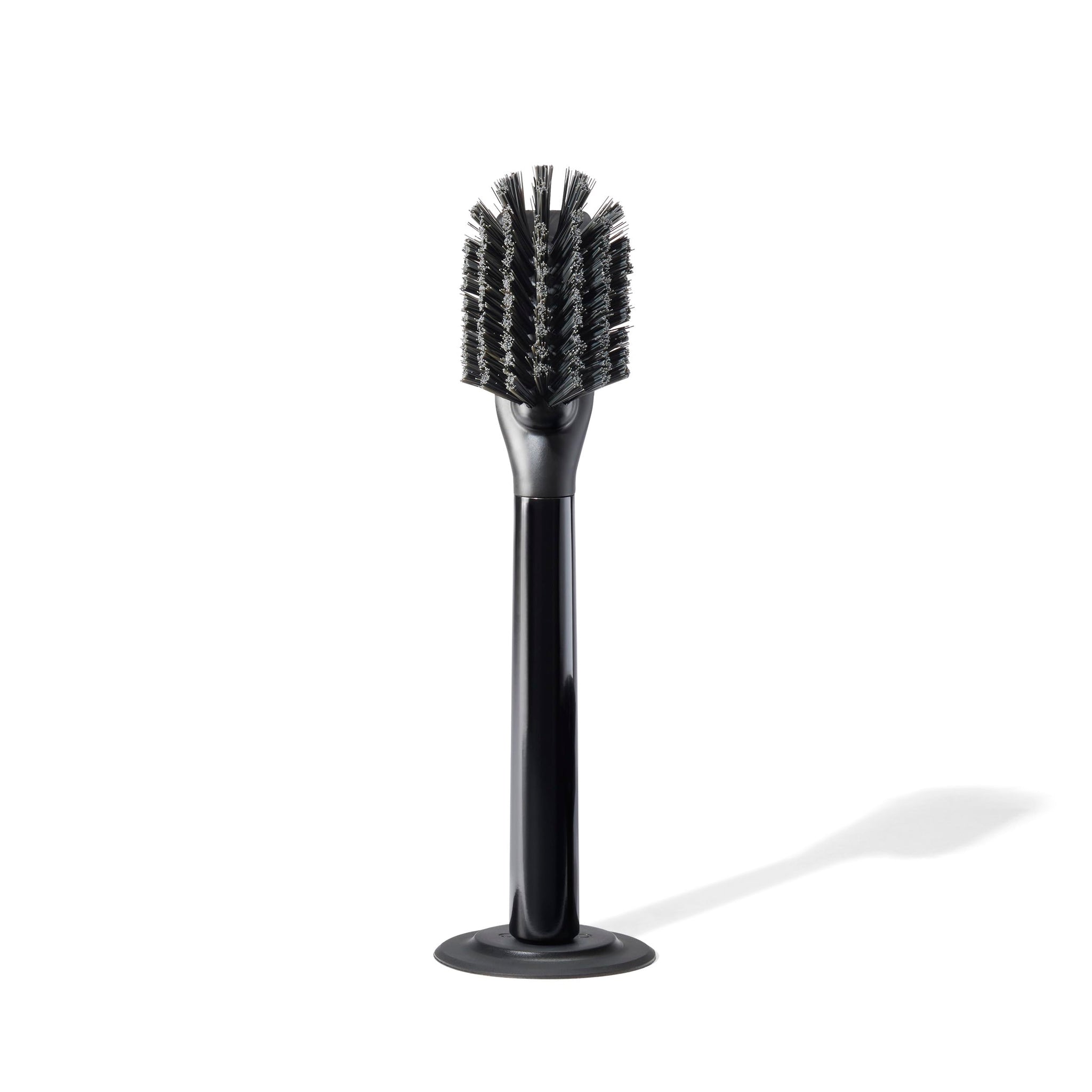 Curio Home Goods Ionic Dish Brush, Magnetized to Stand Upright, Stainless Steel with Replaceable Head, Onyx/Black
