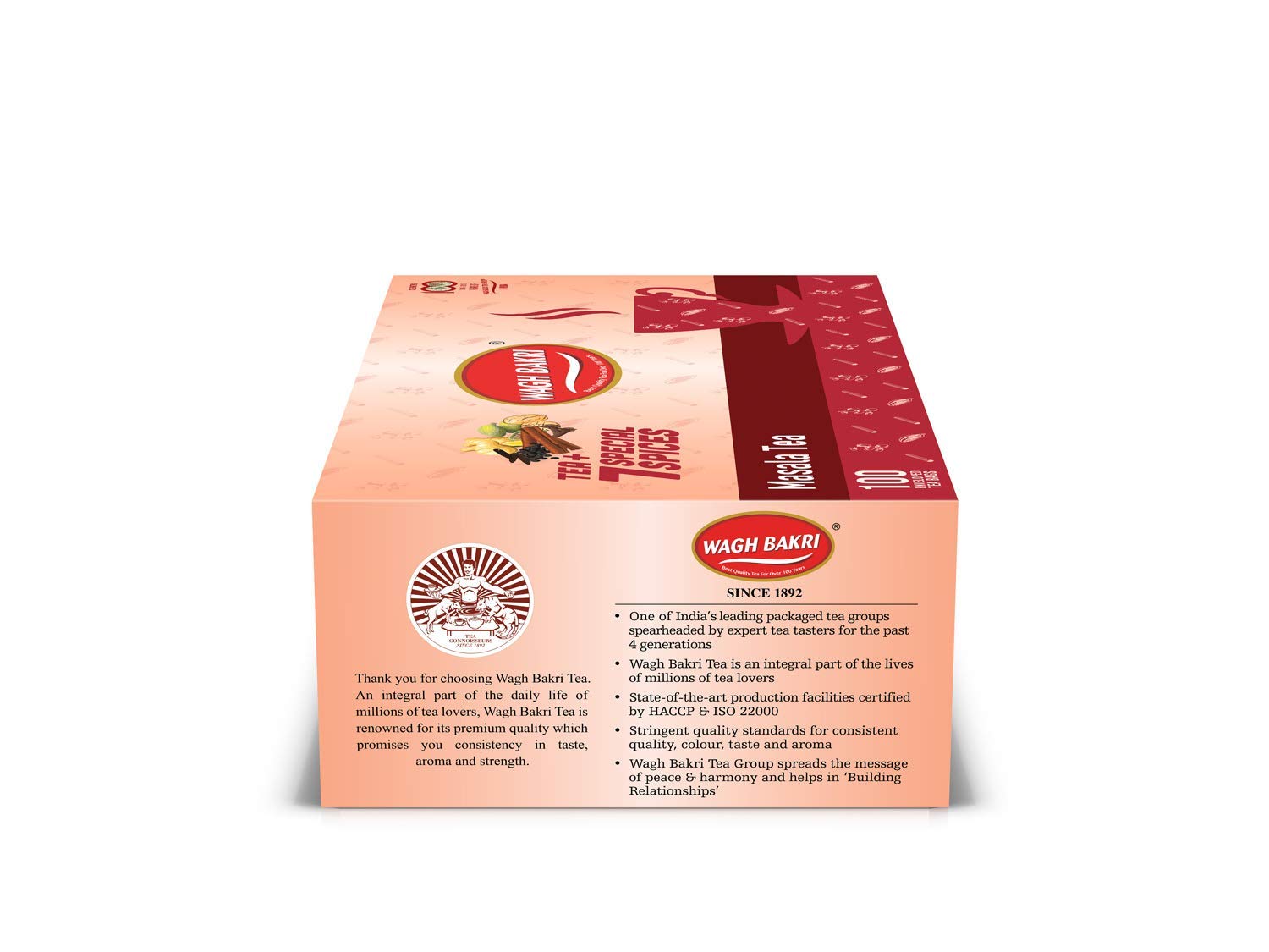 Wagh Bakri Masala Chai Tea Bags, 100 Tea bags of Special International Blend, 200 grams