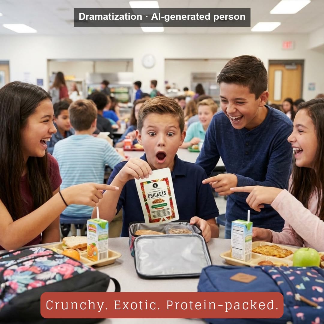 Thailand Unique Tom Yum Seasoned Crickets, Dehydrated Edible Bugs, 15g