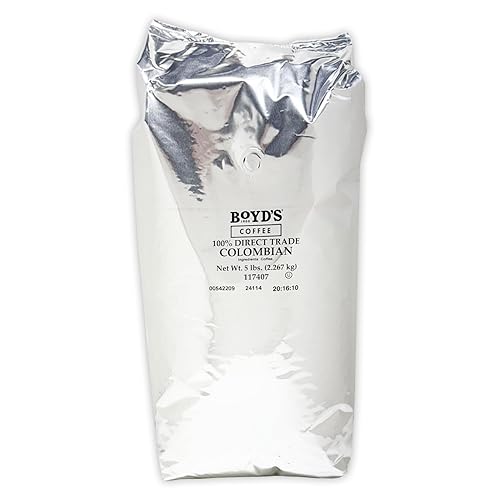 Boyd's Direct Trade 100% Colombian Whole Bean Coffee, Light Roast, 5lb Bag - Smooth, Bright, & Sweet Acidity