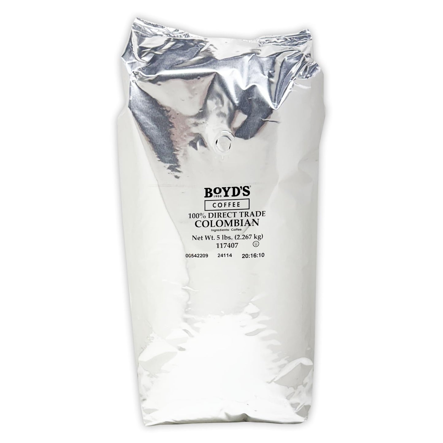 Boyd's Direct Trade 100% Colombian Whole Bean Coffee, Light Roast, 5lb Bag - Smooth, Bright, & Sweet Acidity