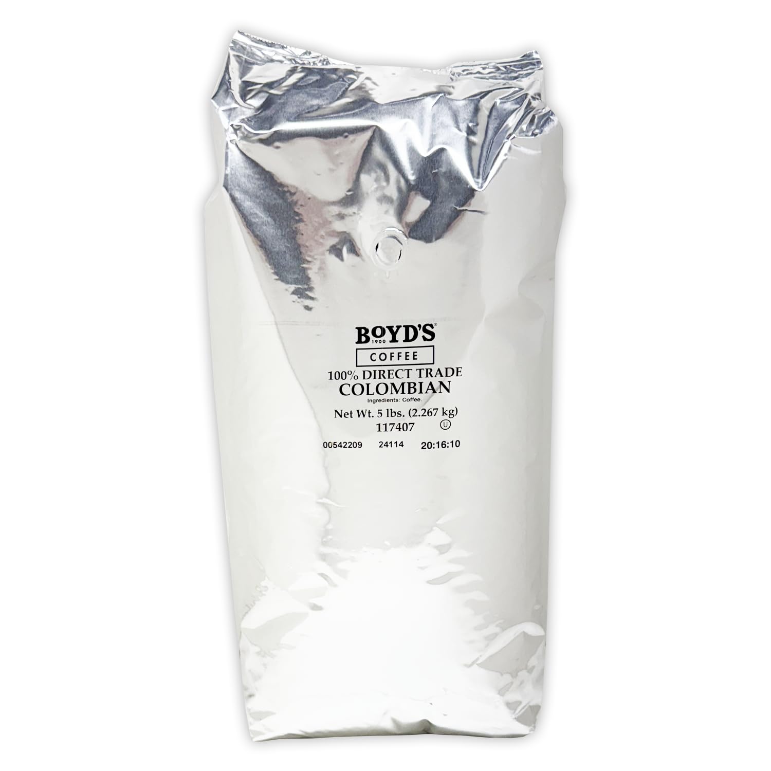 Boyd's Direct Trade 100% Colombian Whole Bean Coffee, Light Roast, 5lb Bag - Smooth, Bright, & Sweet Acidity