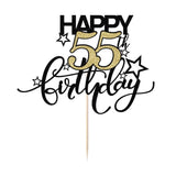 Bekaterea Happy Birthday Cake Topper,Black font Golden Numbers 55th Birthday Cake Decoration?Hello 55, Cheers to 55Years/55th Anniversary ?55
