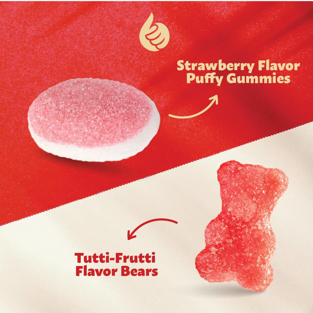 Pink Candy Mix | 2 Pound Bag | Sour Tutti-Frutti Gummi Bears & Strawberry Puffy Gummies | Chewy Candy | Pink Gummies for Baby Showers, Gender Reveal