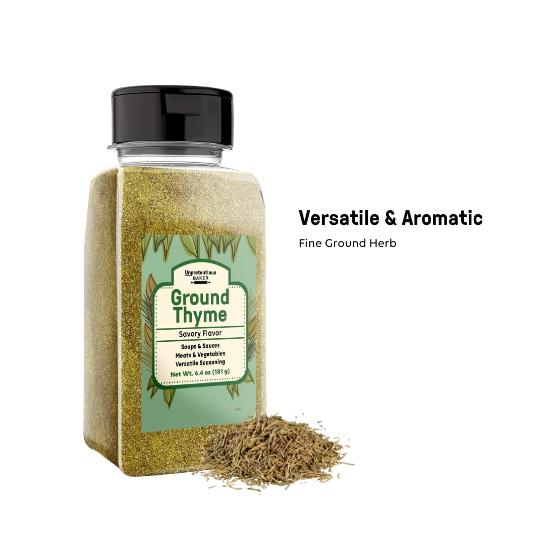 Unpretentious Ground Thyme, 6.4 oz, Versatile Seasoning, Savory Flavor, Soups & Sauces