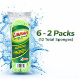 Libman 1131 Gentle Touch Dish Wand Refills, Non-Scratch Cellulose Sponge Heads with Scraper, Fits Libman #1130 Foaming Dish Wand, Made in USA, 12