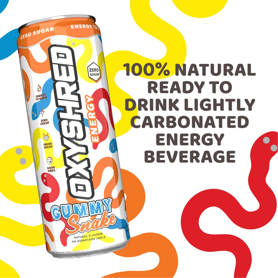 EHP Labs OxyShred Healthy Energy Drink - Zero Sugar Energy Drinks with Amino Acids, Green Tea Extract, Vitamin C & L Carnitine - Zero Carbs, Zero