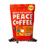 Peace Coffee Birchwood Breakfast Blend Medium Roast Whole Bean Coffee, 5 lb, Organic Fair Trade, Smooth, Mild Flavor, Shade Grown, Fresh Roasted