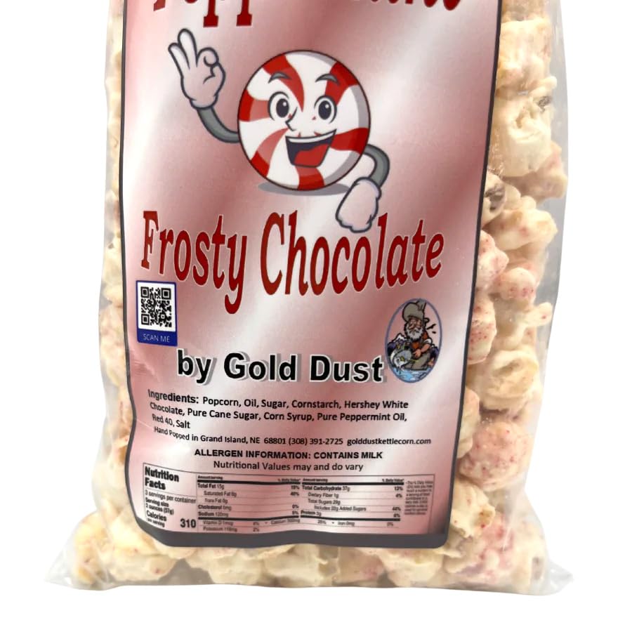 Minty, Salty, Sweet Kettle Corn in White Chocolate & Peppermint | 5 oz. | Grand Island, NE | Gold Dust