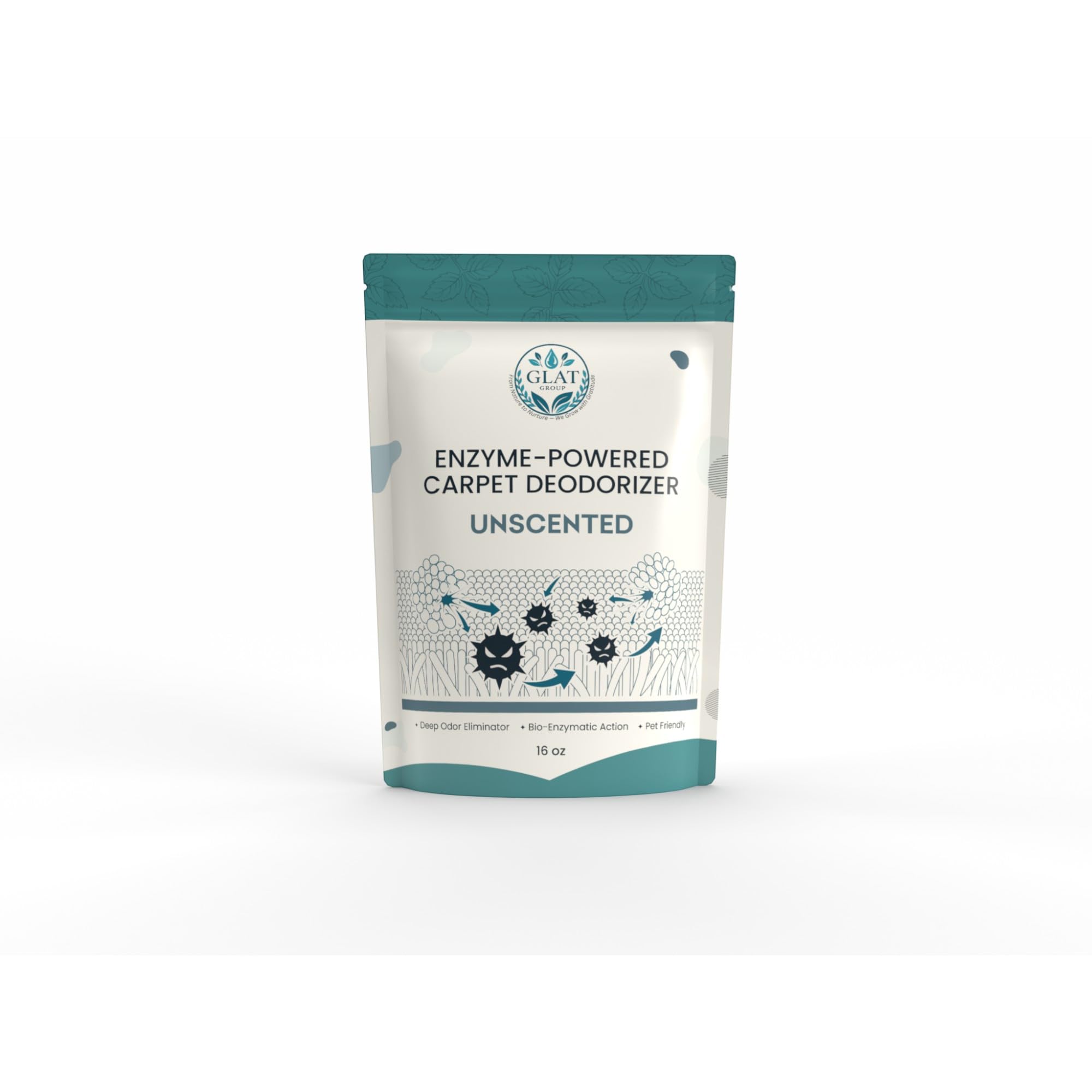 GLAT Group Enzyme-Powered Carpet Deodorizer (Powder) - Unscented | Natural Pet Odor Eliminator | Bio-Enzymatic Formula, Premium Performance, Eco