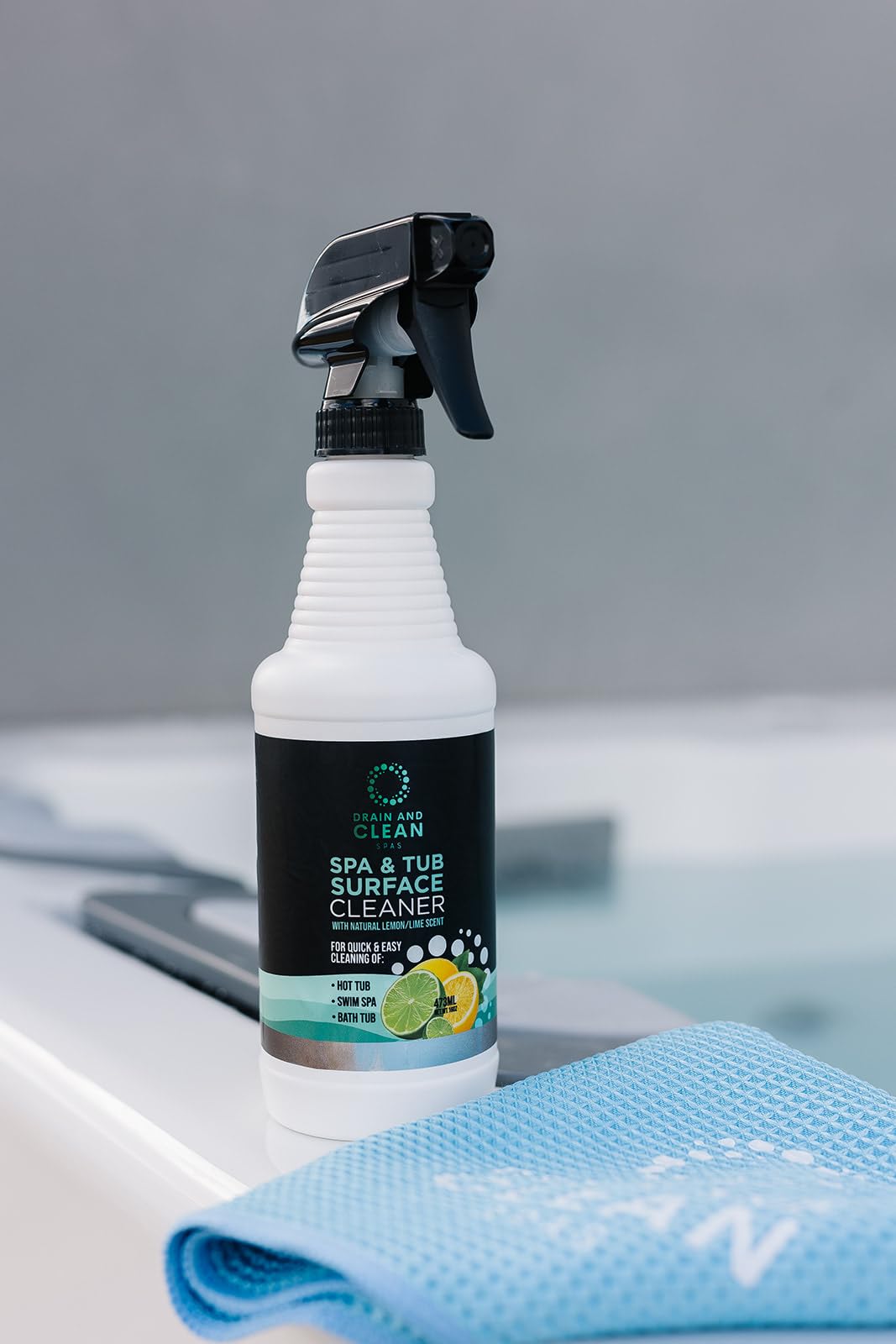 Spa & Hot Tub Surface Cleaner - All Natural Lemon/Lime Scent, Removes Scale, Dirt, Grime, & Hard Water | Ideal for Hot Tubs, Swim Spas, Bath Tubs