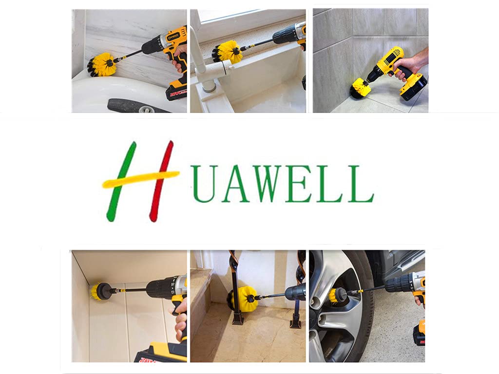 5 Pieces Different Size Cleaning Supplies Drill Brush Attachment Kit with 6 Inch Extender Power Scrubber/Toilet Brush/Bathroom Shower Cleaner/Grout