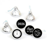 Big Dot of Happiness New Year's Eve - Silver - 2026 New Years Eve Party Round Candy Sticker Favors - Labels Fit Chocolate Candy (1 Sheet of 108)