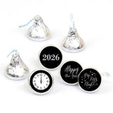 Big Dot of Happiness New Year's Eve - Silver - 2026 New Years Eve Party Round Candy Sticker Favors - Labels Fit Chocolate Candy (1 Sheet of 108)