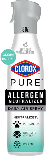 Clorox PURE Allergen Neutralizer Daily Air Spray, Clean Breeze, 8 Ounces