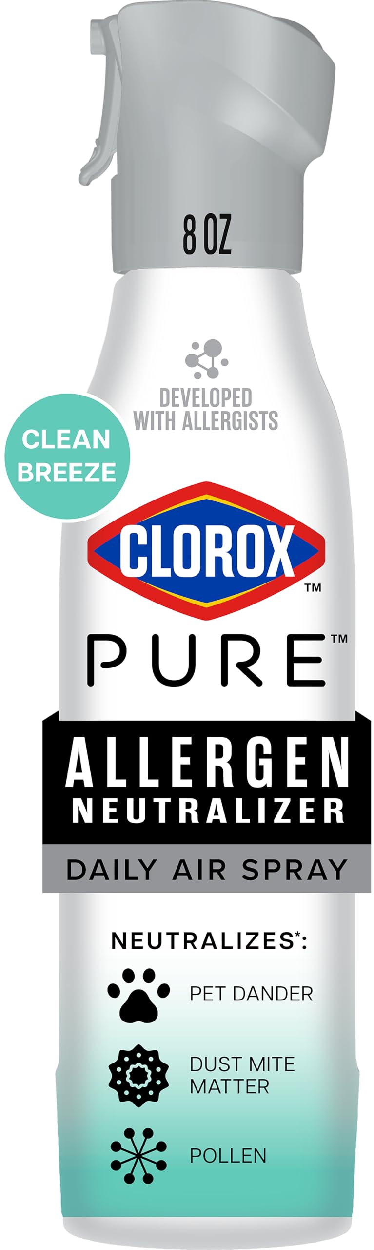 Clorox PURE Allergen Neutralizer Daily Air Spray, Clean Breeze, 8 Ounces