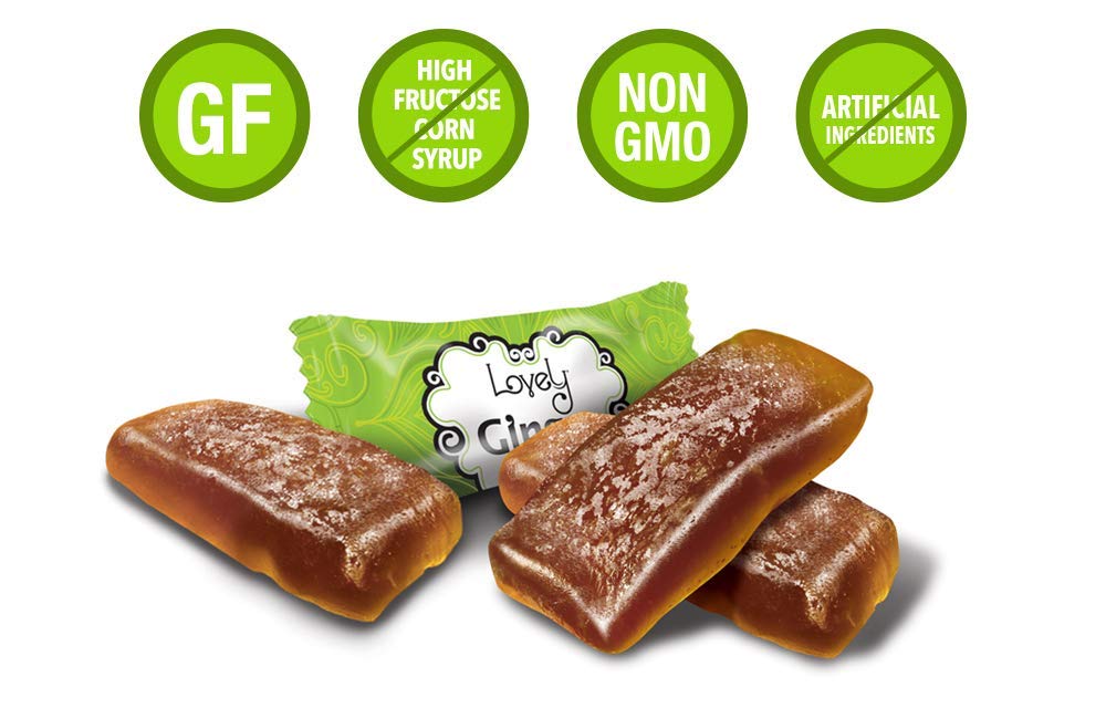 Lovely Candy Co. Original Ginger Chews, Made with Real Ginger, Individually Wrapped, 5oz (6-Pack) | Gluten-Free, Non-GMO, NO Artificial Ingredients