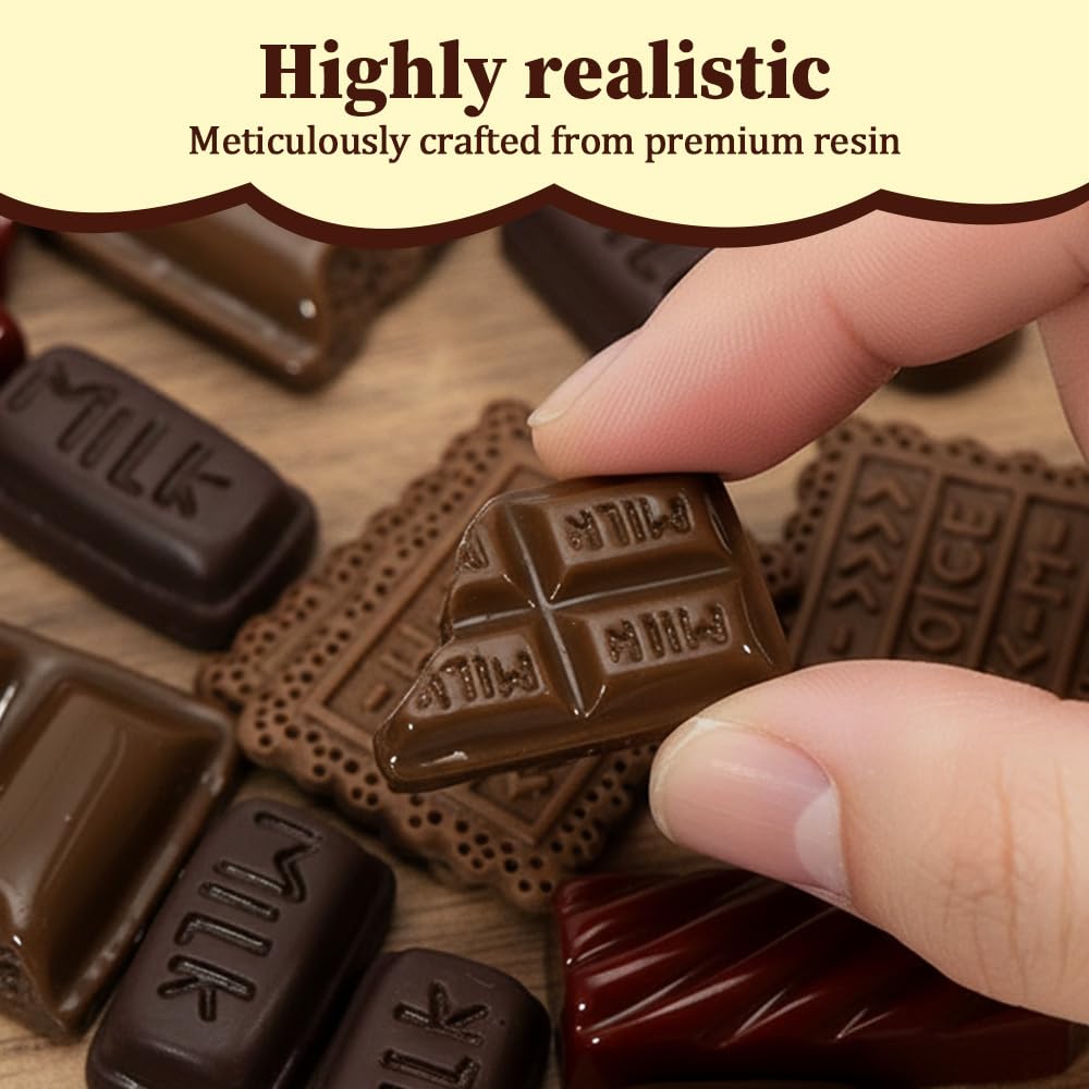 MiOYOOW Mini Fake Chocolate, 60PCS Realistic Faux Chocolate Decoration for DIY Crafts, Phone Case, Home Decor & Party Props