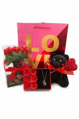 Bailey Exceeds Romantic Valentine Gift Set - Includes Heart Necklace, Plush Bear Keepsake & Decorative Gift Bag