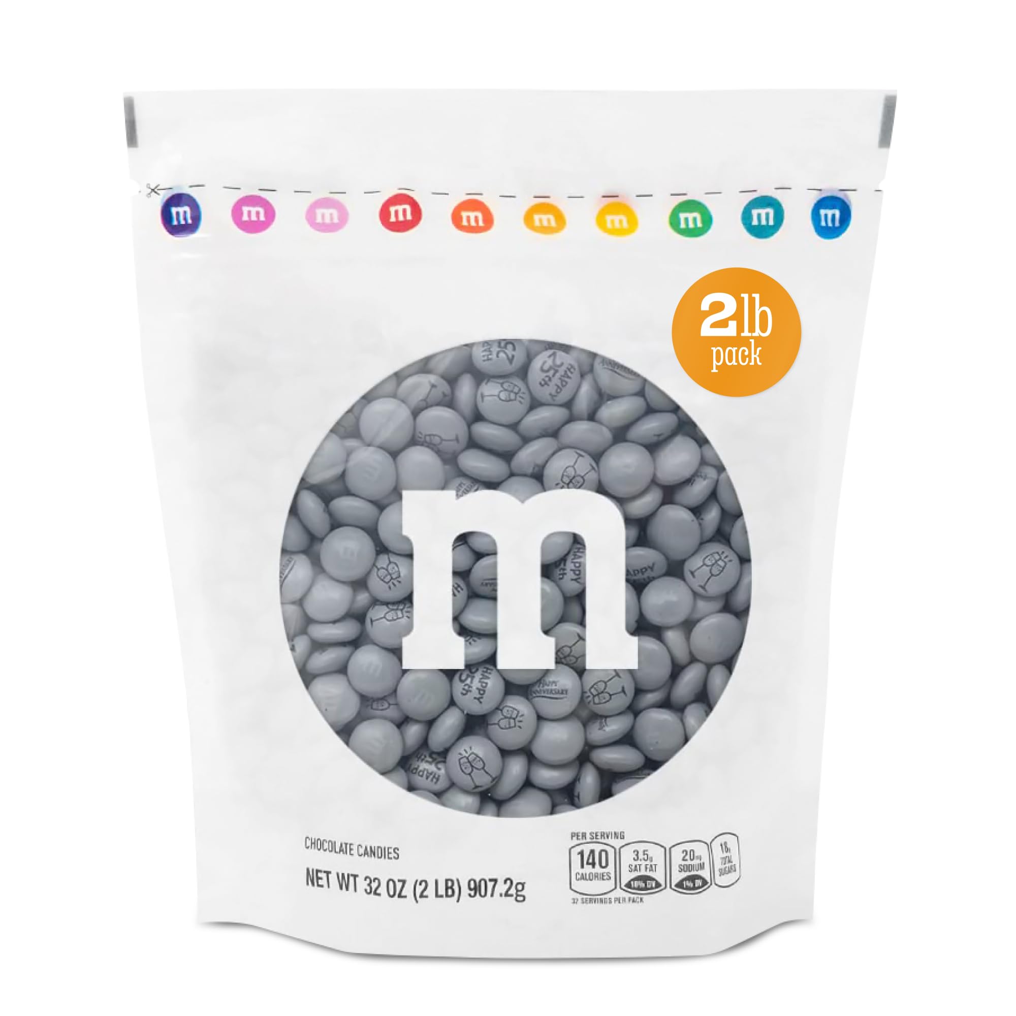 M&M’S WORLD 25th Anniversary Milk Chocolate Candy - 2lbs Anniversary Themed Bulk Candy, Perfect for Silver Anniversary Parties, 25th Anniversary, DIY