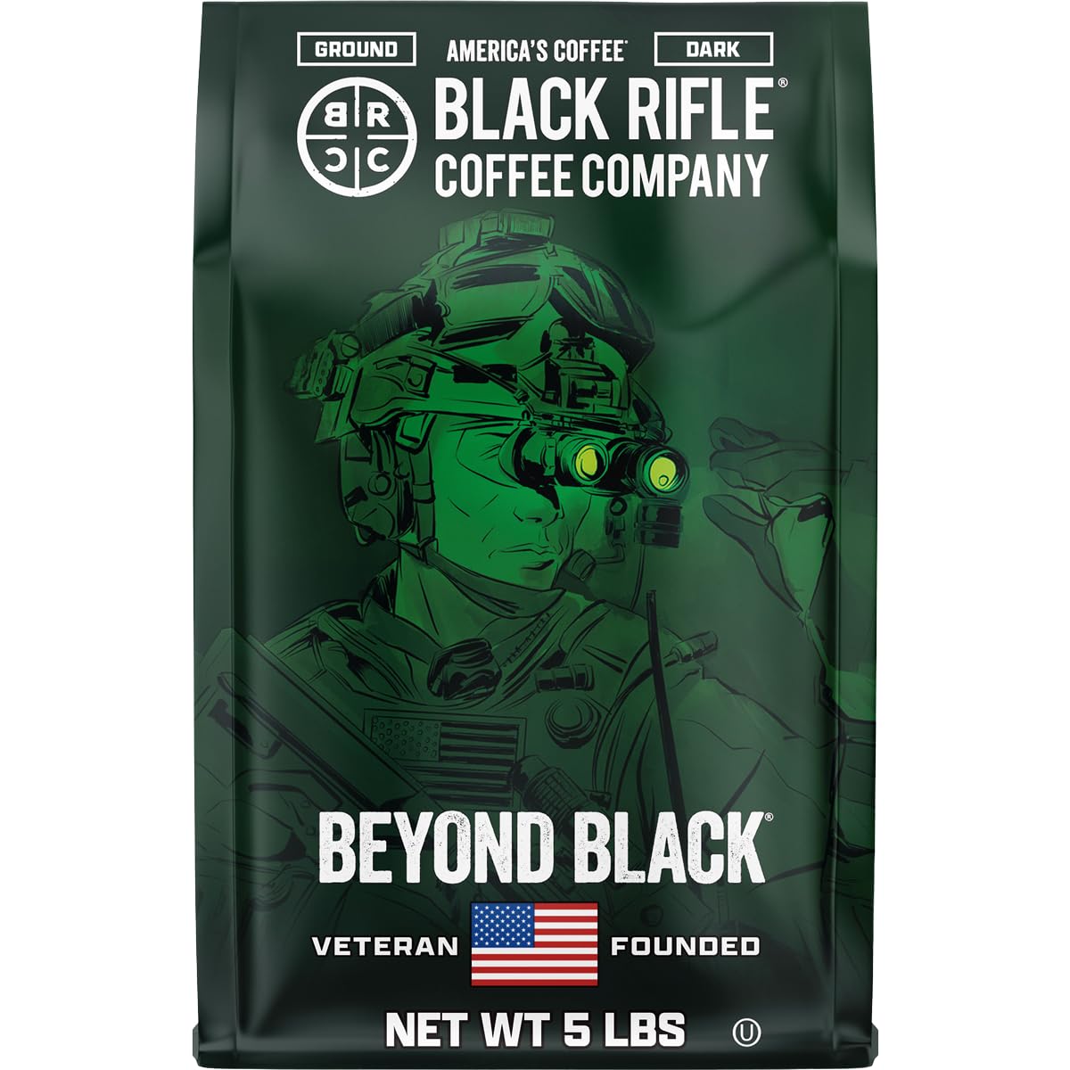 Black Rifle Coffee Company Beyond Black, 5 lb Bag, Whole Bean Coffee Dark Roast - Roasted Blend Made from Arabica Beans - Colombian & Brazilian Beans