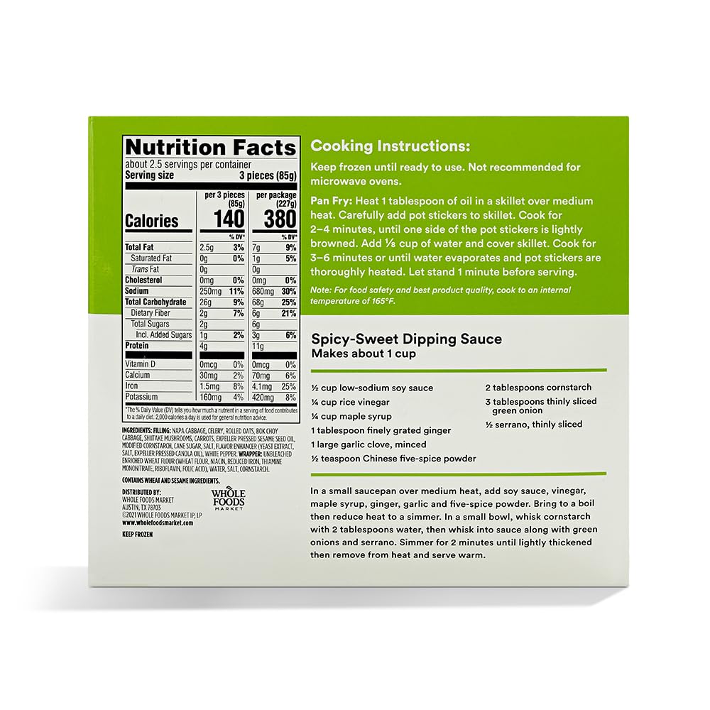 Whole Foods Market, Vegetable Potstickers, 8 oz, (Frozen)