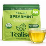 Organic Spearmint Tea Bags 100 Count - Spearmint Herbal Tea - Caffeine Free Mint Tea - Fresh, Smooth and Naturally Refreshing - Eco-Conscious