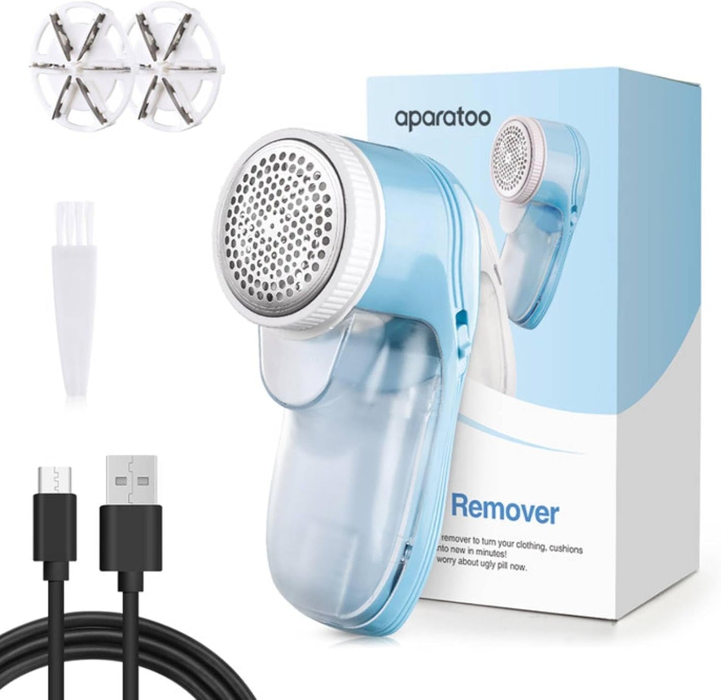 Fabric Shaver, Lint Remover for Clothes, Electric Lint Remover with 3 Replaceable Blades, Removes Fabric Pills, Rechargeable Sweater Defuzzer Pill