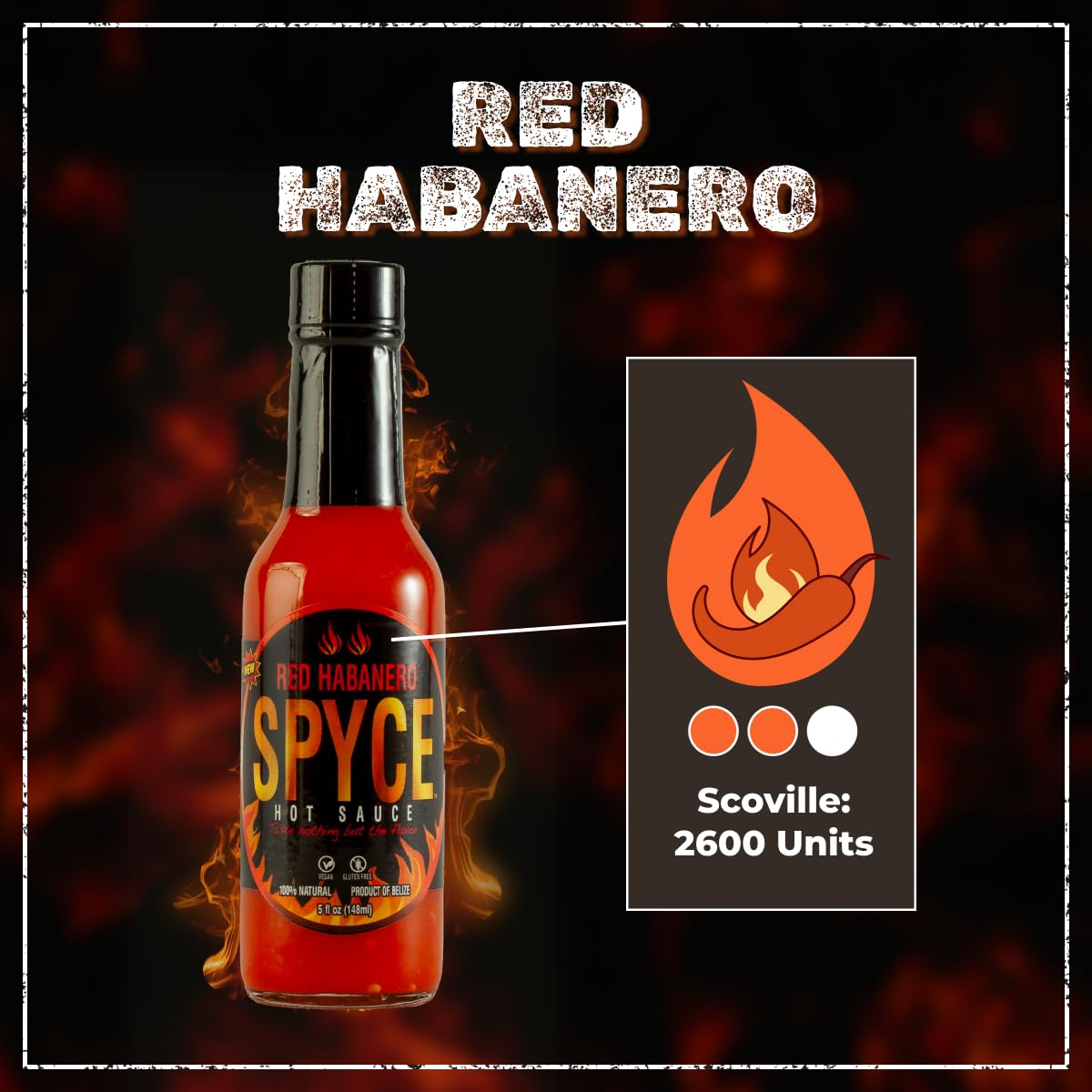 SPYCE Habanero Hot Sauce, Vegan, Gluten Free, Low Sodium, Non-GMO, No MSG, No Sugar, No Filler (5 oz, Red Habanero)