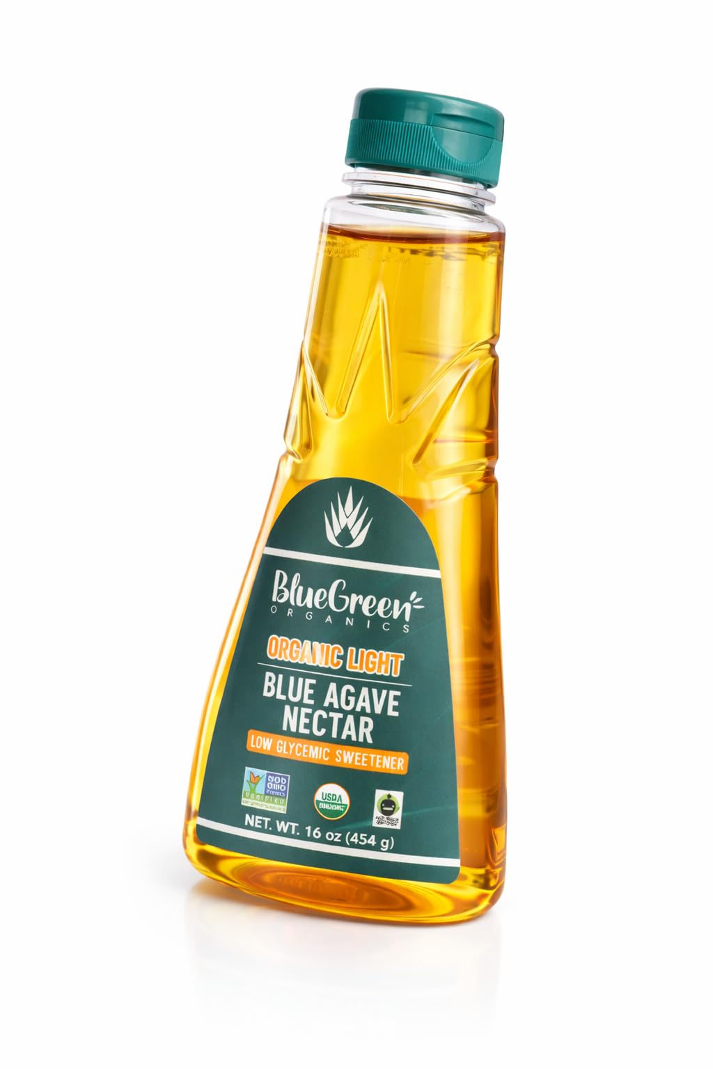 BLUE GREEN ORGANICS Light Blue Agave Nectar - 16 oz Organic Natural Sweetener - Low Glycemic & Non-GMO Squeeze Bottle
