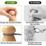 TELUNSHI 2 Pack Wooden Dish Brush, Compact Palm Dish Scrubber with Soft Rubber Hanging Ring, PBT Bristles Kitchen Scrub Tool for Dishes, Pots, Pans