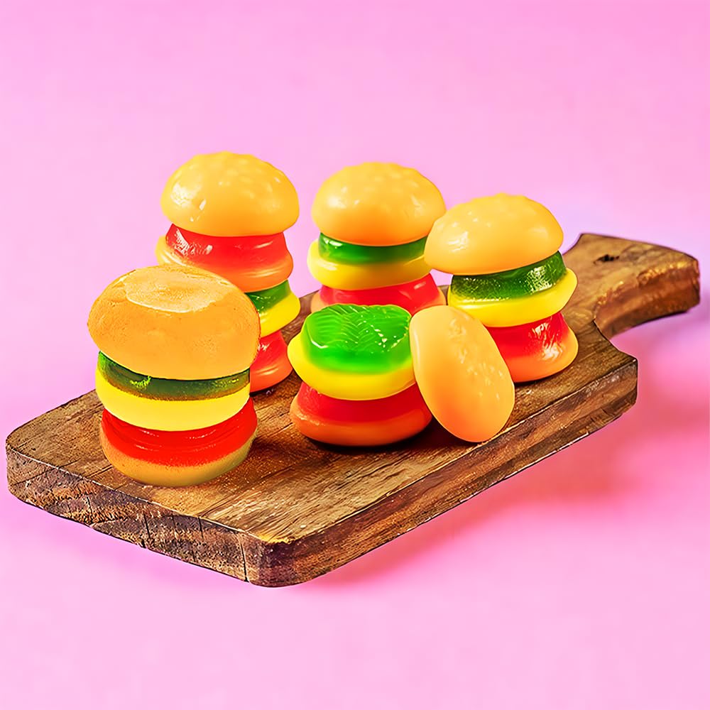 Gummy Mini Burgers - Soft & Chewy Candy - Edibles - 50 Pieces