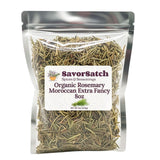 SavorSatch Rosemary Moroccan Extra Fancy - 8oz Resealable Pouch | Organic, Allergen-Free, Non-GMO, Kosher | Mediterranean Herb, Whole Leaf |