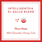 Intelligentsia Coffee, Light Roast K-Cup Coffee Pods for Keurig Brewers - Organic El Gallo 30 Count with Flavor Notes of Milk Chocolate, Honey