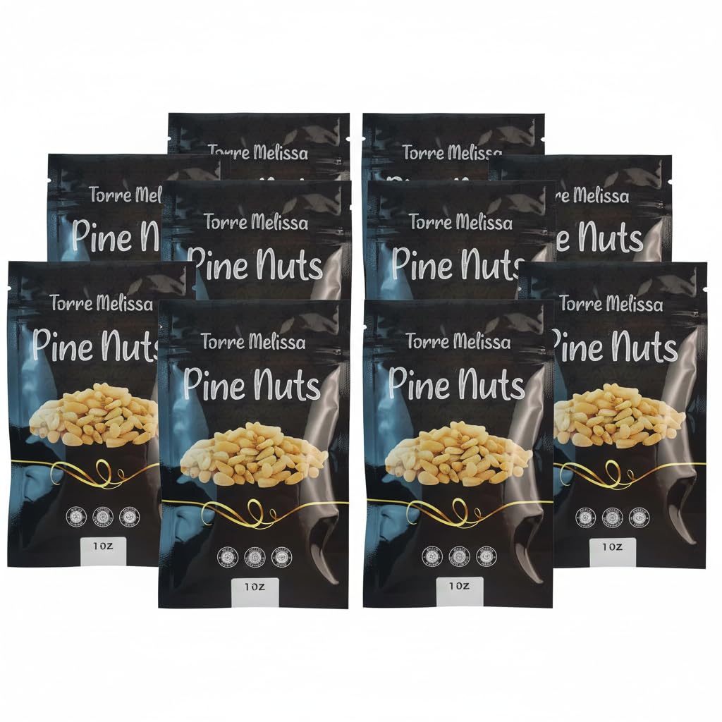 Torre Melissa Pine Nuts (Pack of 10) - 1oz Individual Bags - RAW, Kosher Certified, Gluten-Free, Non-GMO - Premium Whole Pine Nuts for Snacking