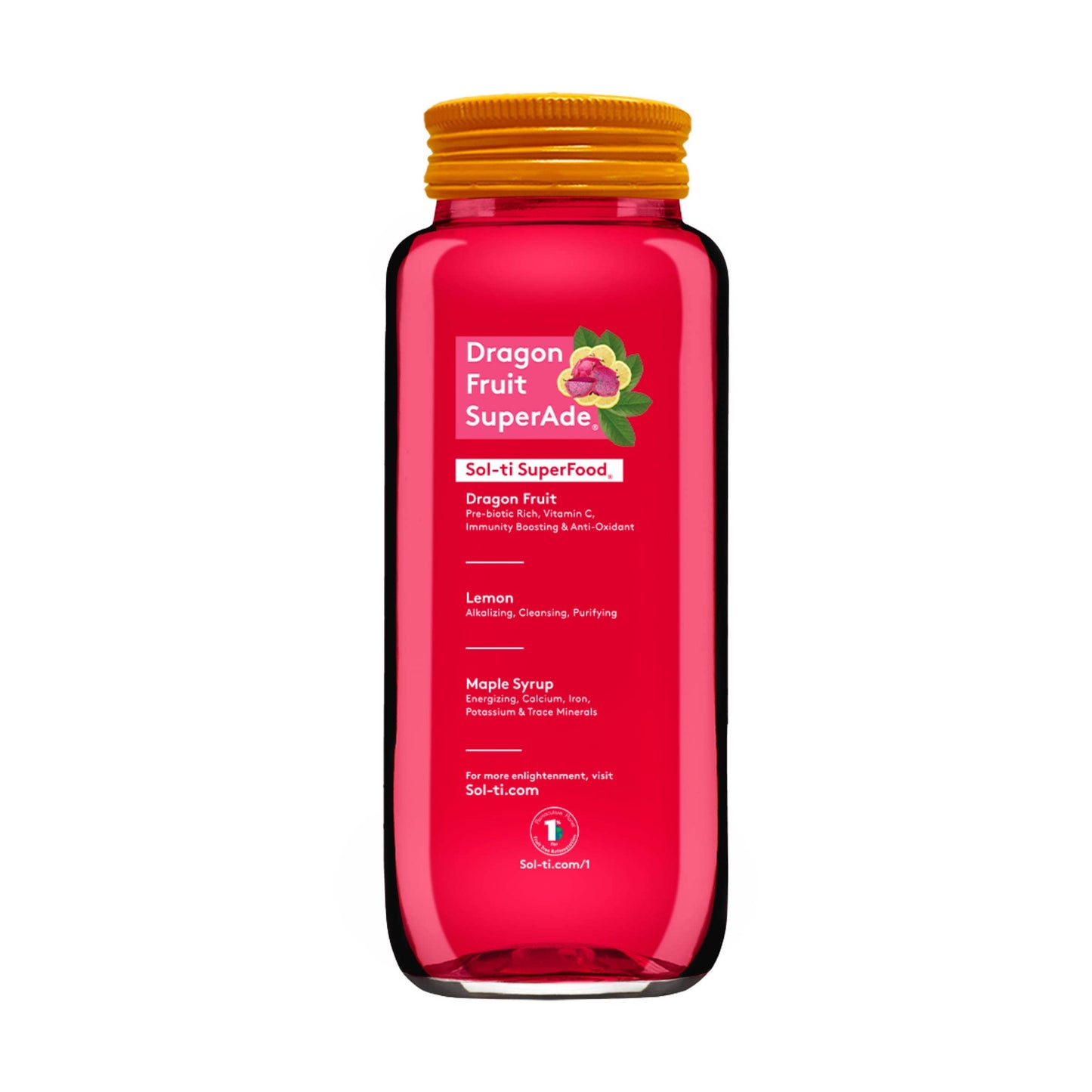SOL TI Organic Dragon Fruit SuperAde Drink, 14.9 FZ