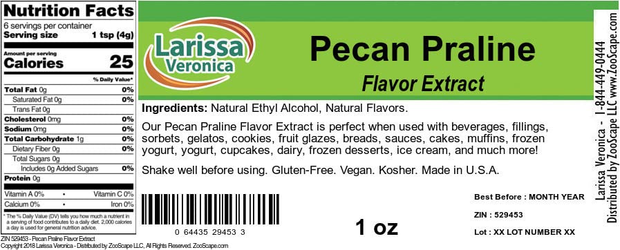 Pecan Praline Flavor Extract (1 oz, ZIN: 529453)