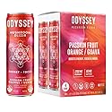 Odyssey Elixir Sparkling Adaptogen Drink, Low Calorie Drinks with L Theanine, Lions Mane, Cordyceps and Green Tea Caffeine for Energy and Focus