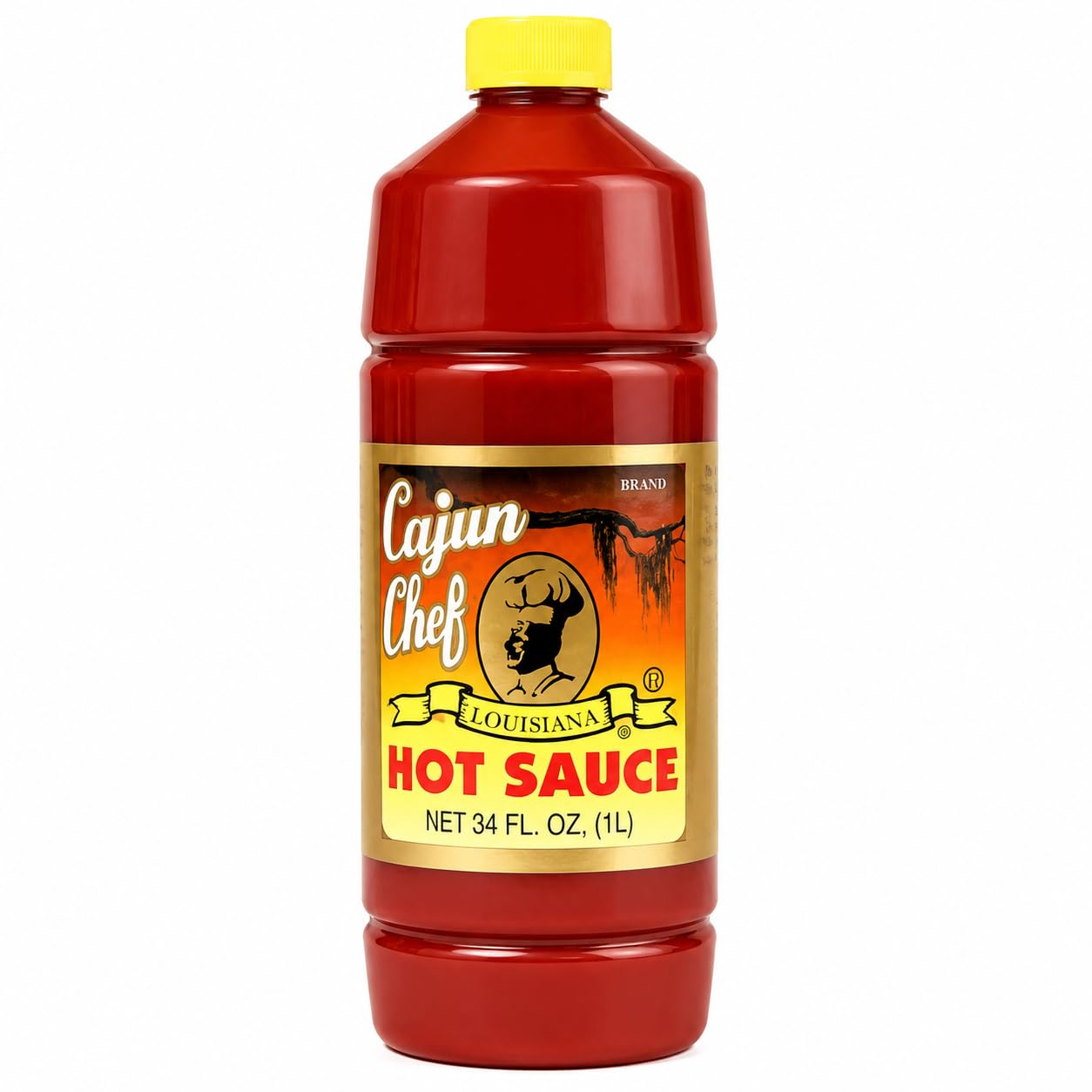 Cajun Chef Hot Sauce 34 oz, Louisiana Cajun Cayenne Pepper Sauce, Mild Heat Hot Sauce for Gumbo, Seafood, Soups, Wings, Pizza, BBQ, Fried Foods