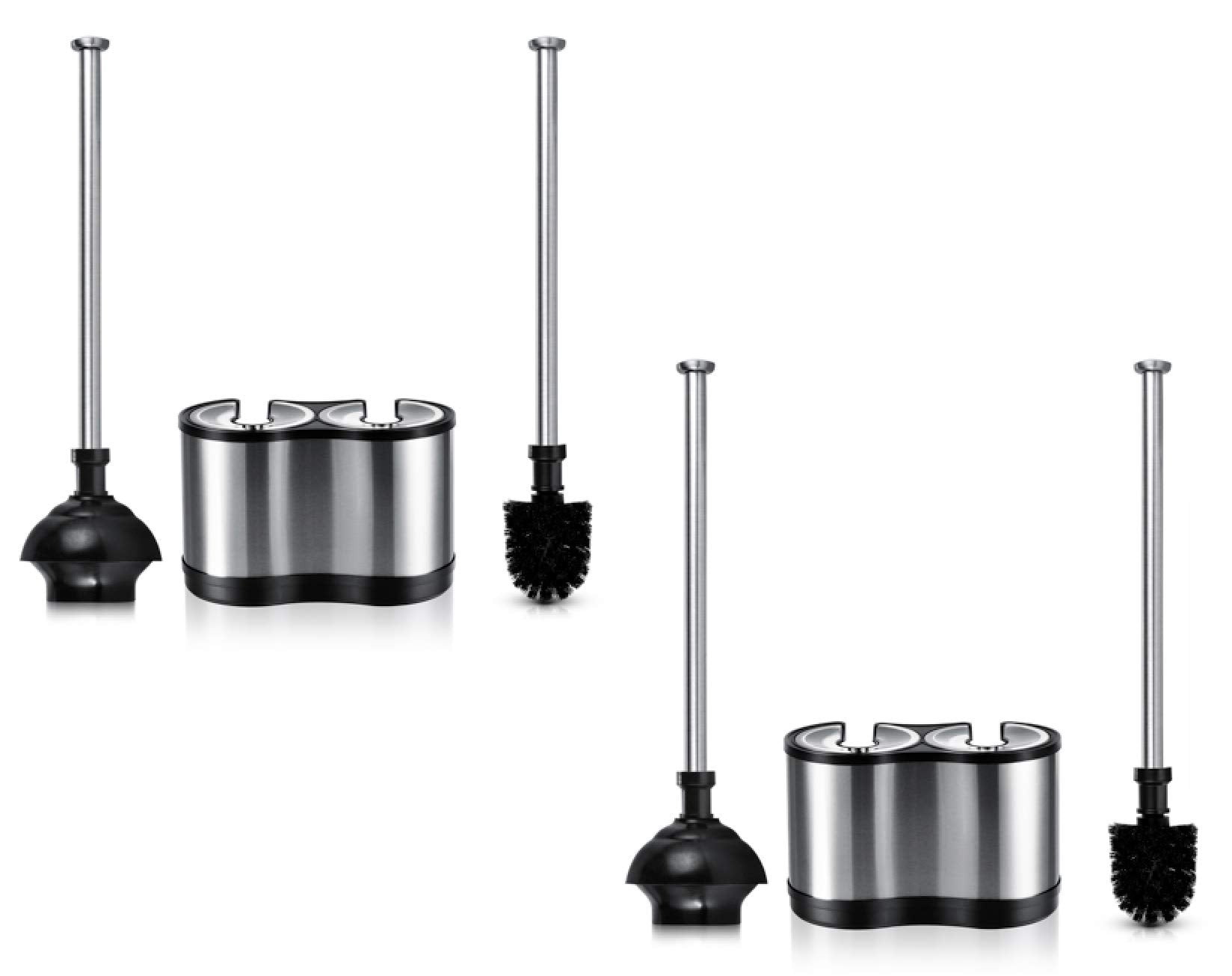 ToiletTree Products Modern Deluxe Freestanding Toilet Brush and Plunger Combo - 5.5" x 9.5" x 18.5" (2 Pack)