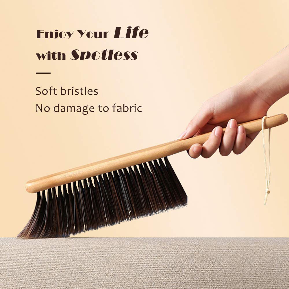 Hand Broom,Horse Hair Brushes,Soft Horsehair Upholstery Brush with Handle,Shop Brush Dustpan,Foxtail Broom,Dust Broom