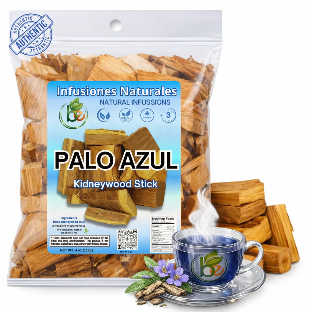 Palo Azul Herbal Tea (4 oz / 113g) - Authentic Kidneywood (Eysenhardtia polystachya) - Visual Blue Fluorescence Infusion - Wildcrafted, 100% Natural